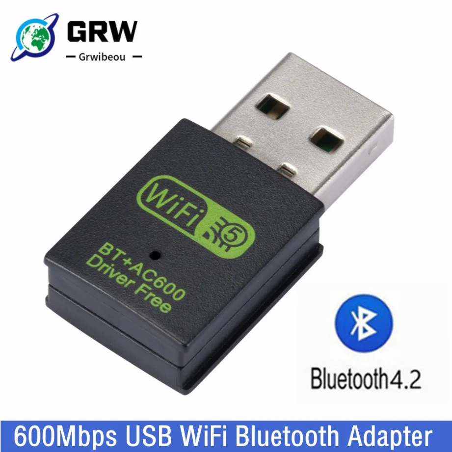 Grwigeou-Adaptador USB WiFi Bluetooth de 600Mbps, receptor externo inalámbrico de doble banda de 2,4 Ghz y 8Ghz, Dongle para PC, portátil y de escritorio