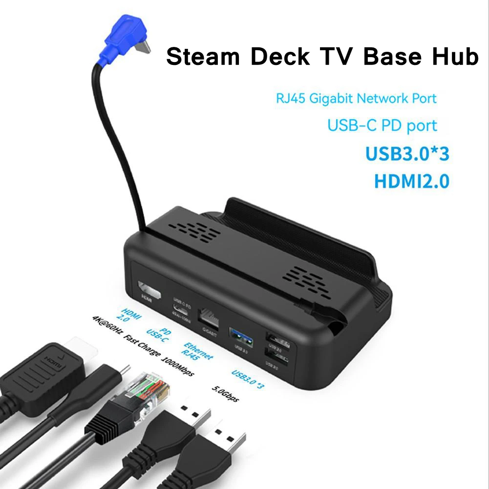 Estación de acoplamiento para consola de juegos Steam Deck, salida de vídeo HDMI 4K @ 60Hz, base de carga rápida para accesorios de juegos Steam Deck - imagen 2