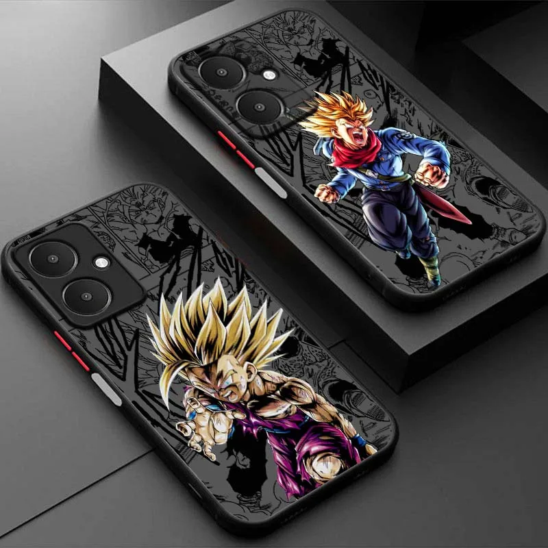 D-Dragon Ball Trunks Saiyan para Xiaomi Poco X6 X5 X4 M6 M5 F6 F5 C65 Pro GT 5G funda de teléfono translúcida esmerilada