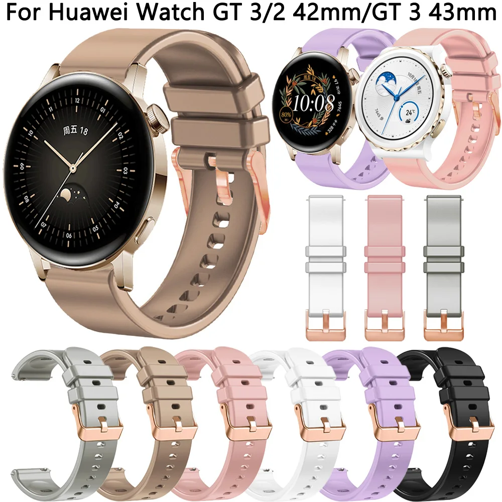Correa de repuesto de 20mm para Huawei Watch GT 3 GT3 Pro, correas de silicona de 43mm, pulsera para Huawei Watch GT 2 GT2 Pro de 42mm