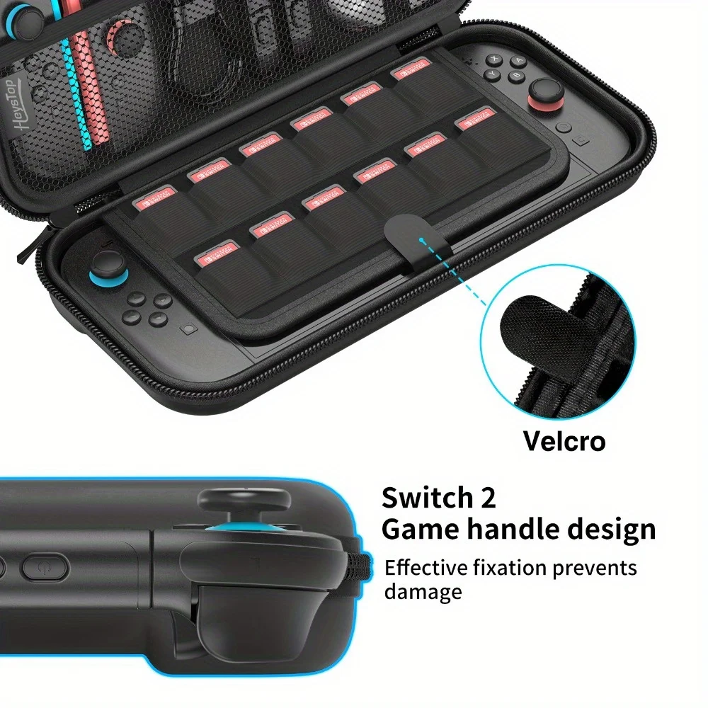 Funda protectora portátil para Switch 2, bolsa de viaje NS2, almacenamiento de tarjetas de juego, 2 accesorios de almacenamiento para Joy-Con con cordón - imagen 3