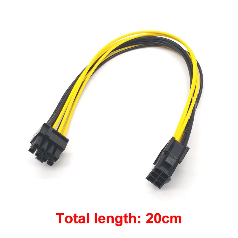 Cable de extensión de conversión de energía GPU, 20cm, 6 pines hembra a 8 pines (6 + 2) macho, tarjeta gráfica de vídeo, Cable de alimentación PCIE de 6 pines a 8 pines, 1 ud. - imagen 3