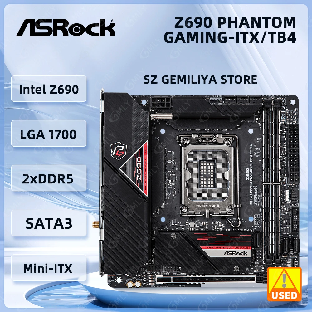ASROCK Z690 Phantom Gaming-ITX/TB4 Gaming-ITX Intel Z690 MINI ITX placa base LGA 1700 DDR5 96GB Wi-Fi 6E compatible con 14900 14400