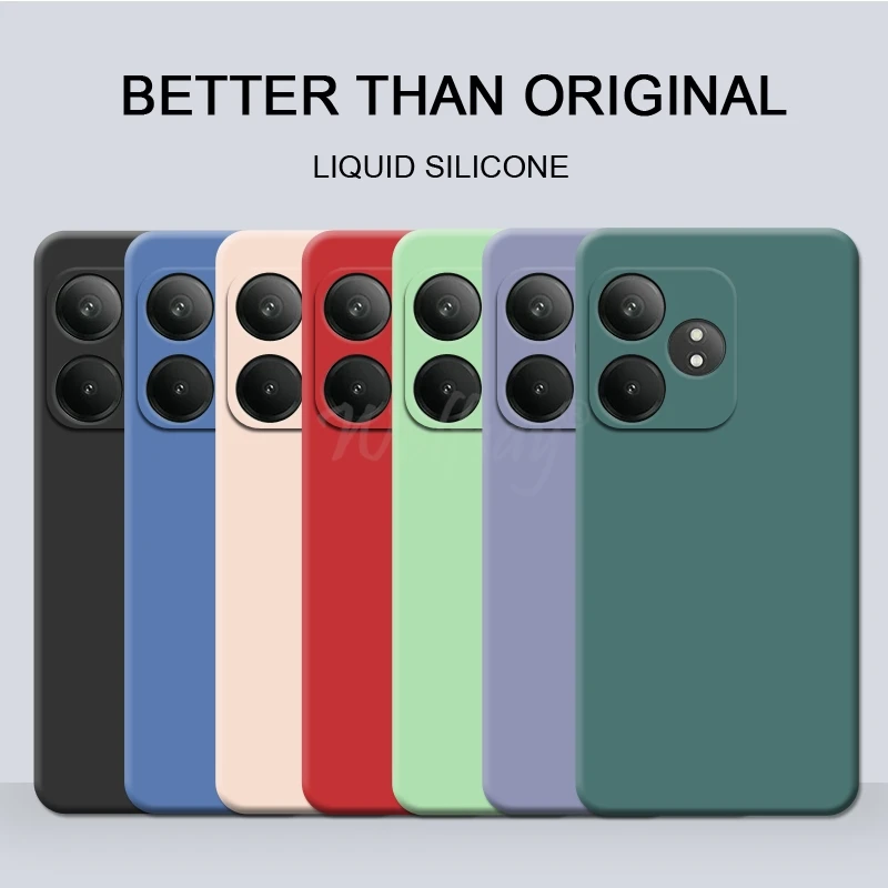 Para Realme GT 6 funda de silicona líquida de goma lisa Protector de TPU Realme GT 6 funda de teléfono Realme GT 6 6T