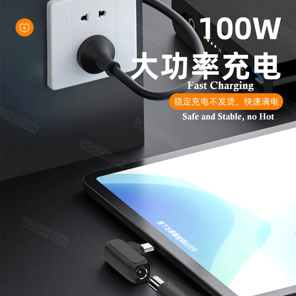 Enchufe cuadrado de CC de 100W para cargador de ordenador portátil Lenovo a USB C PD, convertidor de adaptador de corriente tipo C, Cable de carga rápida para MacBook - imagen 5