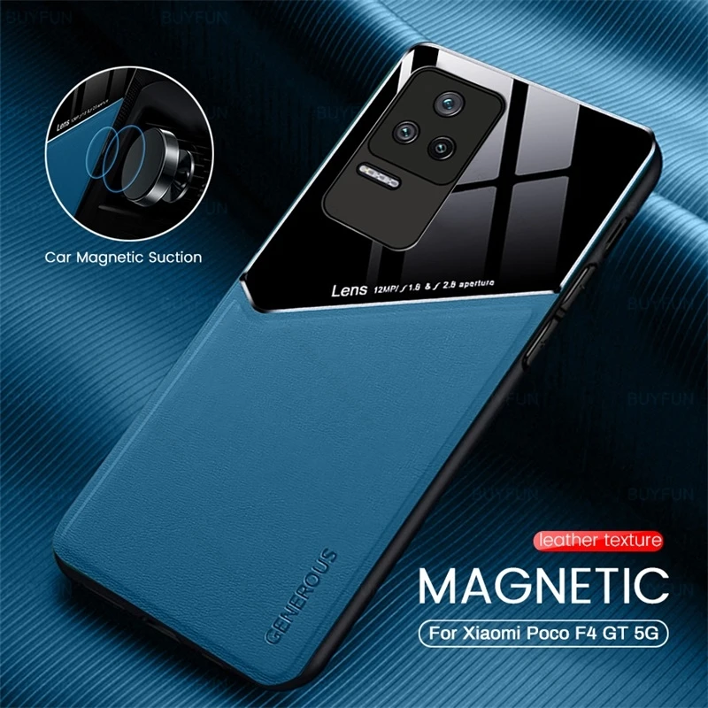 Funda Little Poko F4 5G de cuero con soporte magnético para coche para Xiaomi Poco F4 F 4 5G 6,67 "TPU marco suave a prueba de golpes Coque PocoF4 - imagen 2