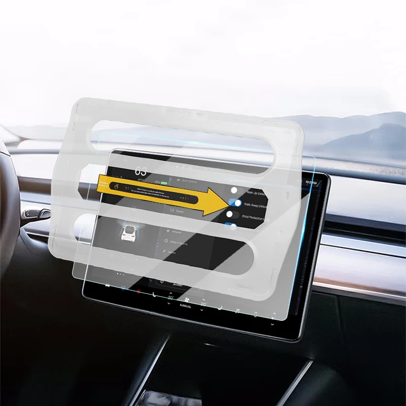 HUWEI-Protector de pantalla de vidrio templado 9H para Tesla Model 3 Y 2023 2022 2021, película de navegación de Control central, accesorio de modificación de coche - imagen 4