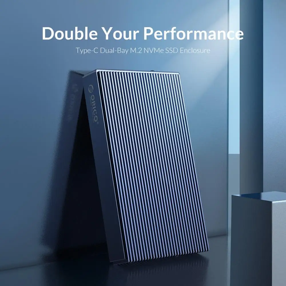 ORICO-carcasa de aluminio M.2 NVME SSD de doble bahía, USB C 3,1 Gen2, 10Gbps, para llave M y llave M/B NVME PCIe SSD con adaptador de corriente 5V4A - imagen 3