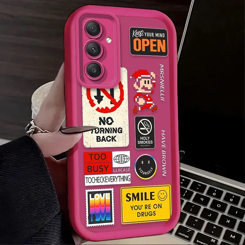 Mezcla de etiquetas, pegatinas de Collage, funda de silicona para Samsung Galaxy S25 S24 S23 Ultra S22 S21 Plus FE 5G A54 A34 A14 A73 A53 A33 5G - imagen 4