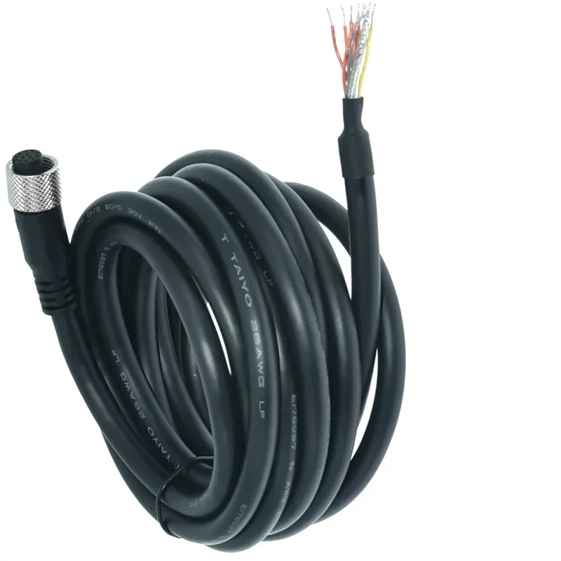 Para Cable de alimentación de cámara Microscan Cognex M12 orificio de cabeza de 8 polos y 12 polos altamente Flexible con cable blindado 1m 2m 3m 5m 10m - imagen 3