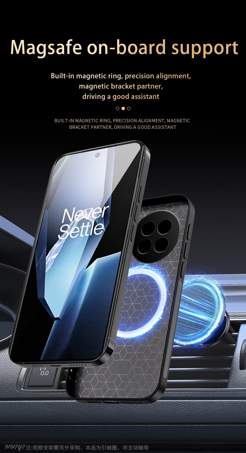 Funda Magsafe de cuero para OnePlus 13R, soporte magnético para coche, funda de teléfono de silicona con carga inalámbrica Oneplus13R CPH2645 CPH2691 CPH2647 - imagen 4