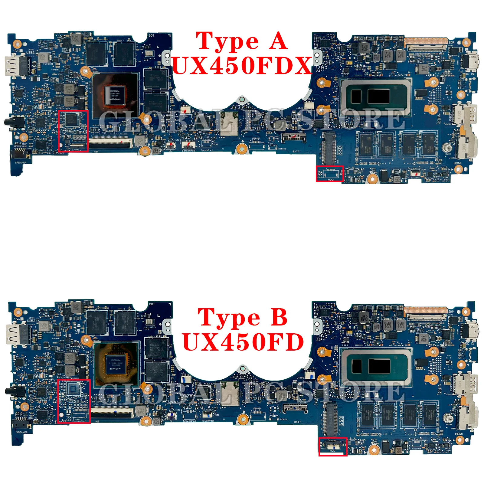 Placa base para ASUS Zenbook Pro 14 UX480F UX450FD UX450FDX UX450FDA UX450F placa base para ordenador portátil i5 i7 8th Gen GTX1050 8G/16G-RAM - imagen 2