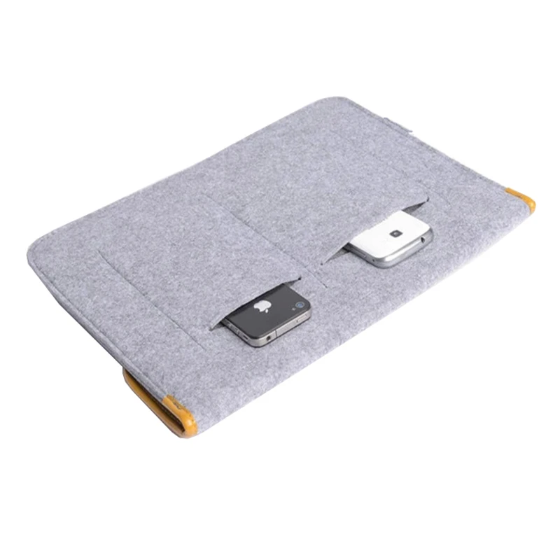 Bolsa de sobre para ordenador portátil para Macbook, funda de transporte antiarañazos, bolso para portátil de 11/13/15 pulgadas, bolsa con botones, múltiples bolsillos para teléfono - imagen 4