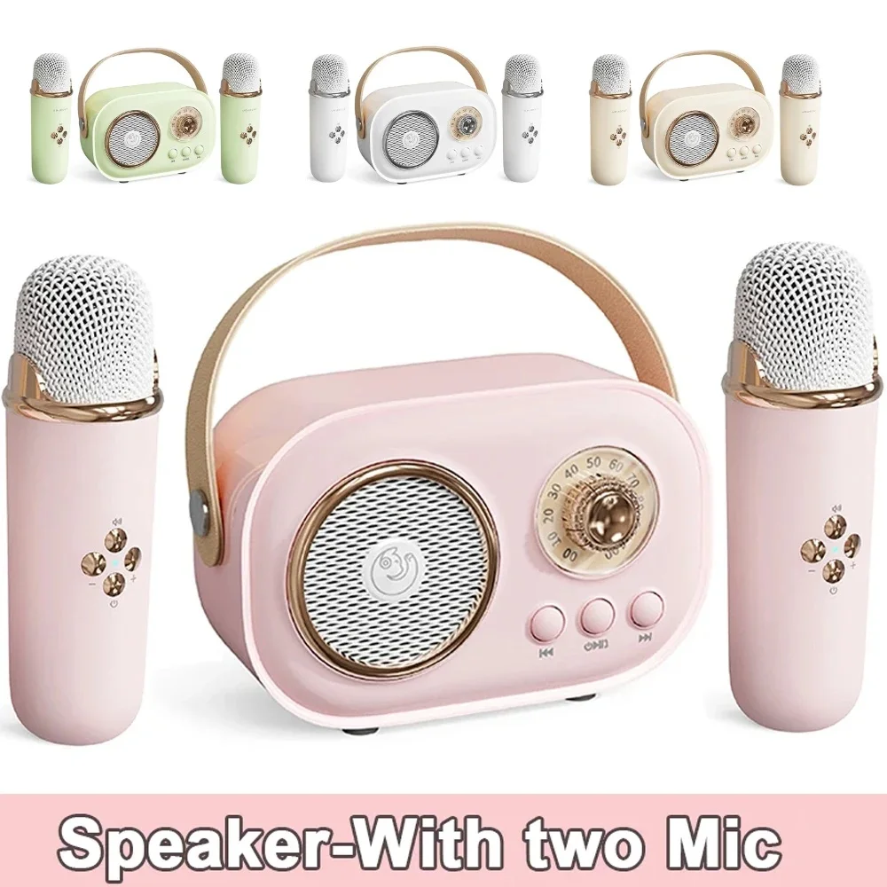 Altavoz Bluetooth con 1-2 micrófono inalámbrico, compatible con Karaoke, tarjeta TF, reproducción FM, graves HIFI, llamada con manos libres, regalo de cumpleaños para niños