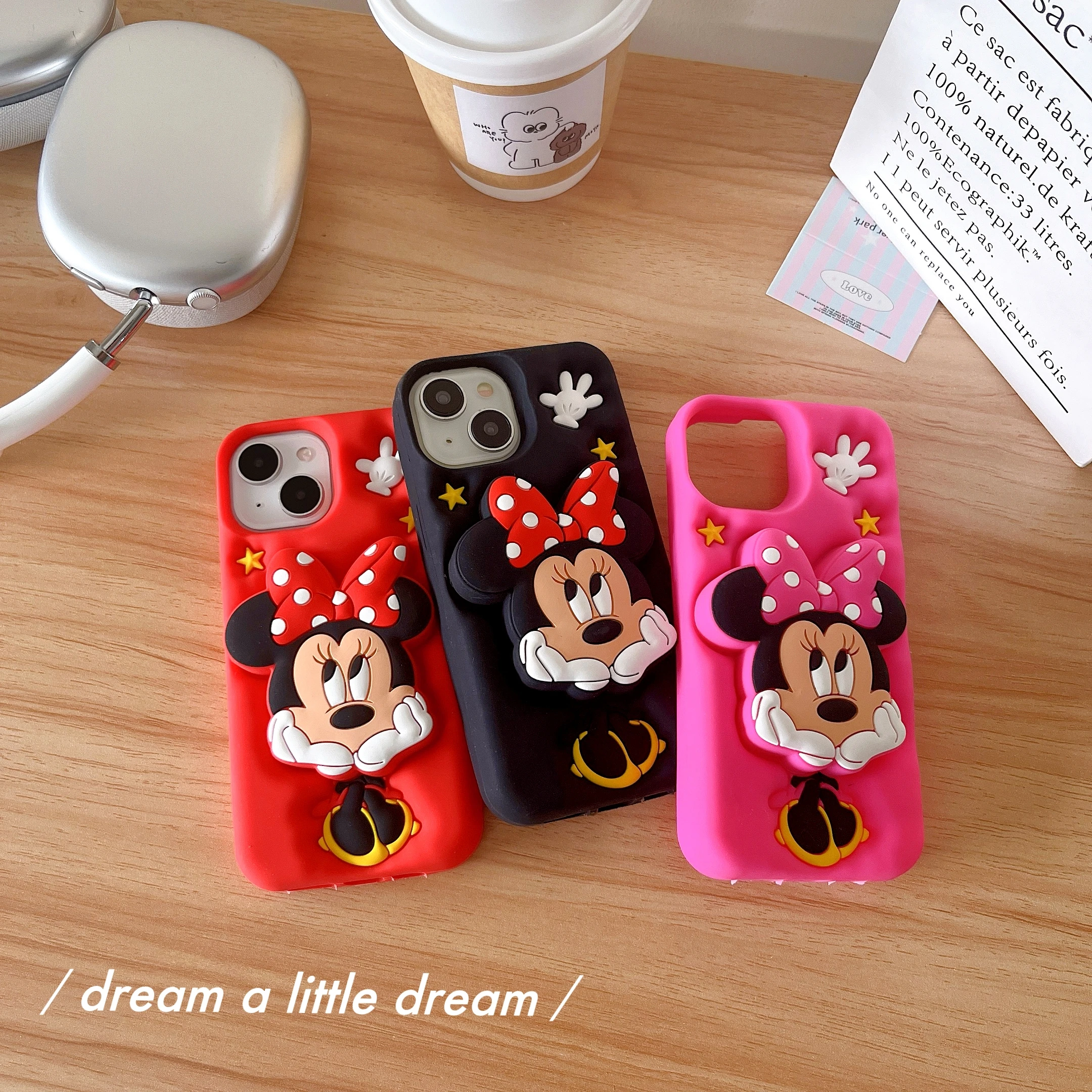Para iPhone 15 14 13 12 11 Pro Max funda Minnie sosteniendo la cabeza funda suave de silicona suave - imagen 2
