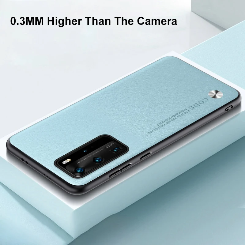 Funda de cuero PU de lujo para Huawei P40 Pro Plus, funda trasera de silicona mate, funda de teléfono de protección completa para Huawei P40 Lite 5G 4G - imagen 5