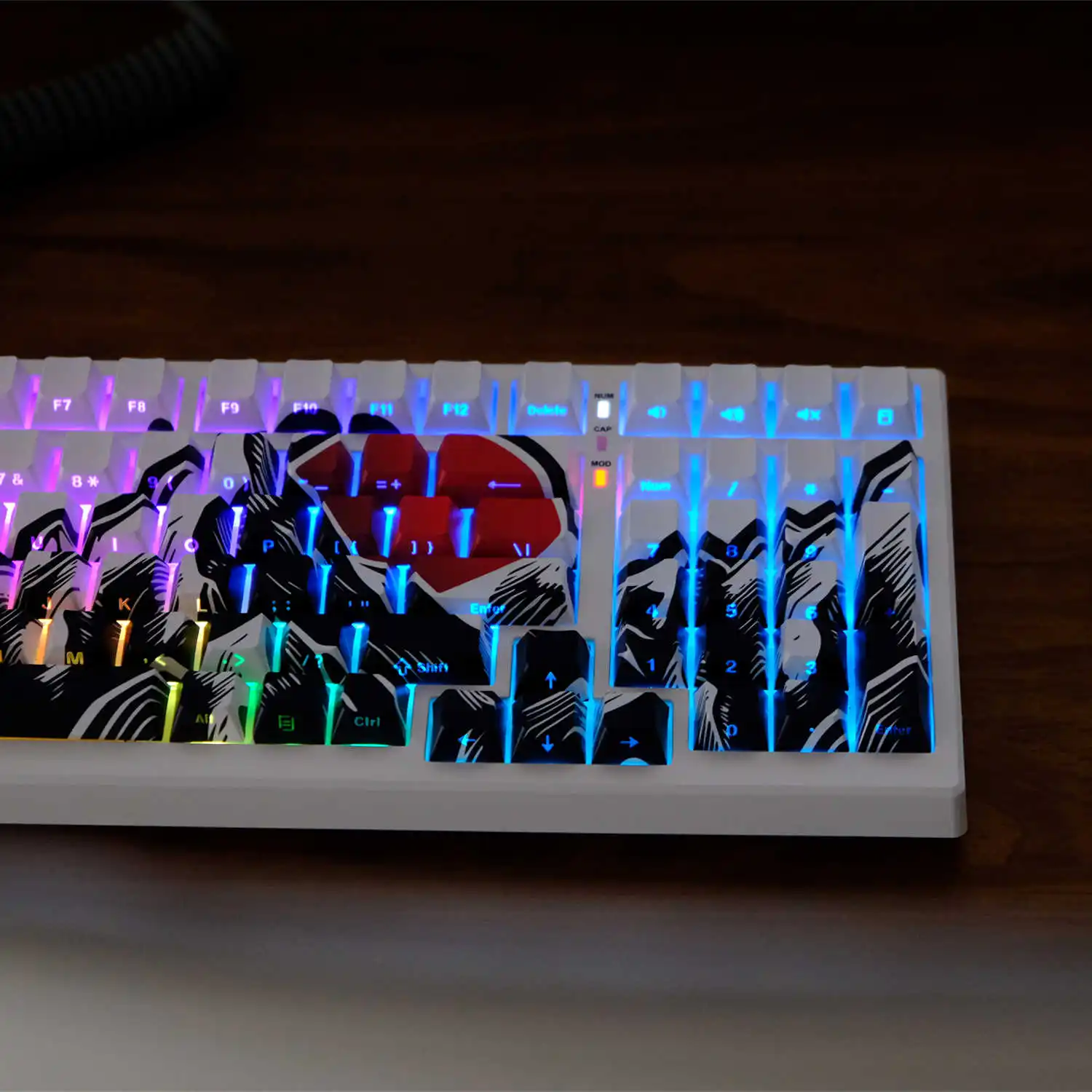 Teclas PBT de sublimación de tinte solar ascendente, 130 teclas, brillo lateral a través de teclas, perfil de cereza para interruptores MX, Teclado mecánico - imagen 3