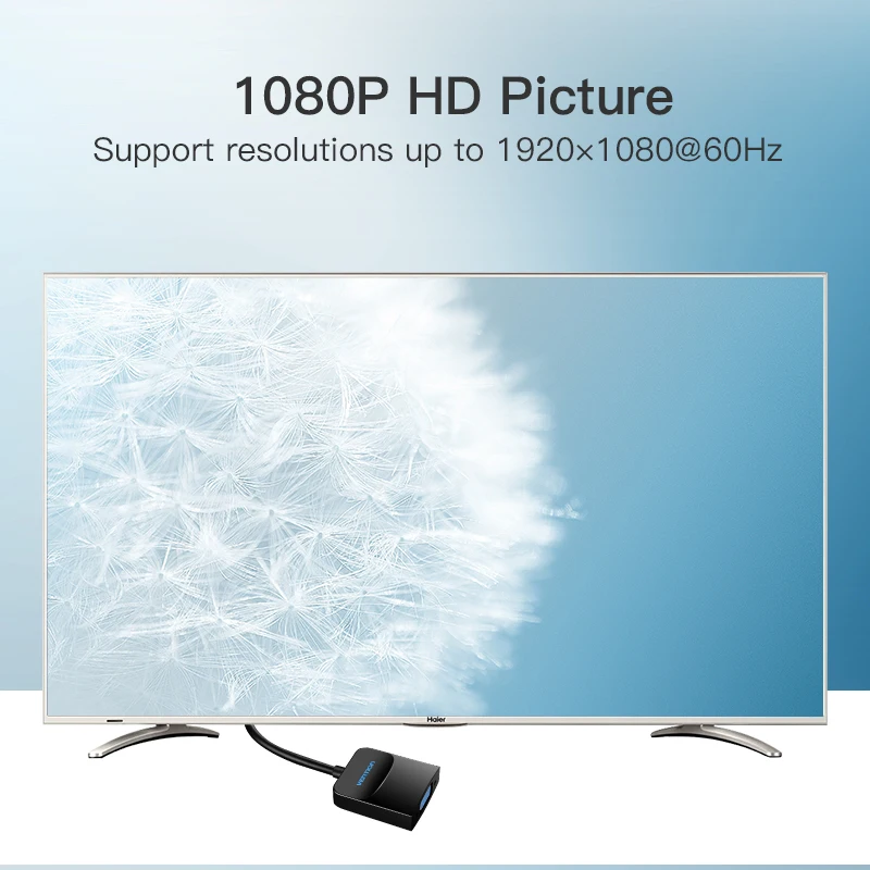 Vention Adaptador DisplayPort VGA Convertidor Audio Macho VGA Hembra Proyector HDTV DVD Monitor DP VGA 1080P - imagen 5