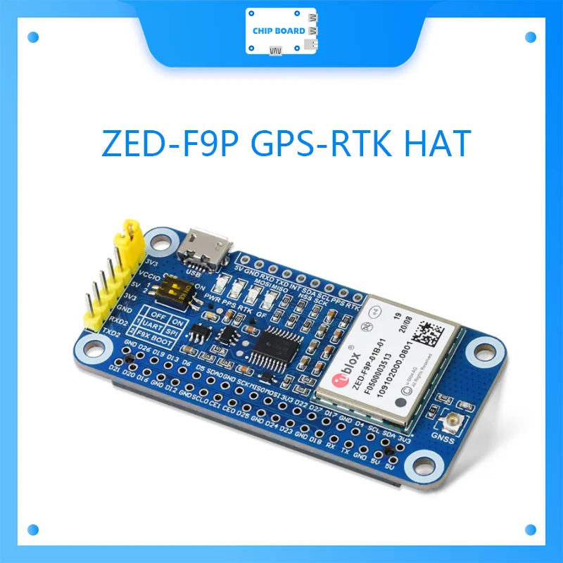 Waveshare ZED-F9P GPS-RTK HAT para Raspberry Pi, precisión de nivel centimétrico, módulo GPS diferencial RTK multibanda