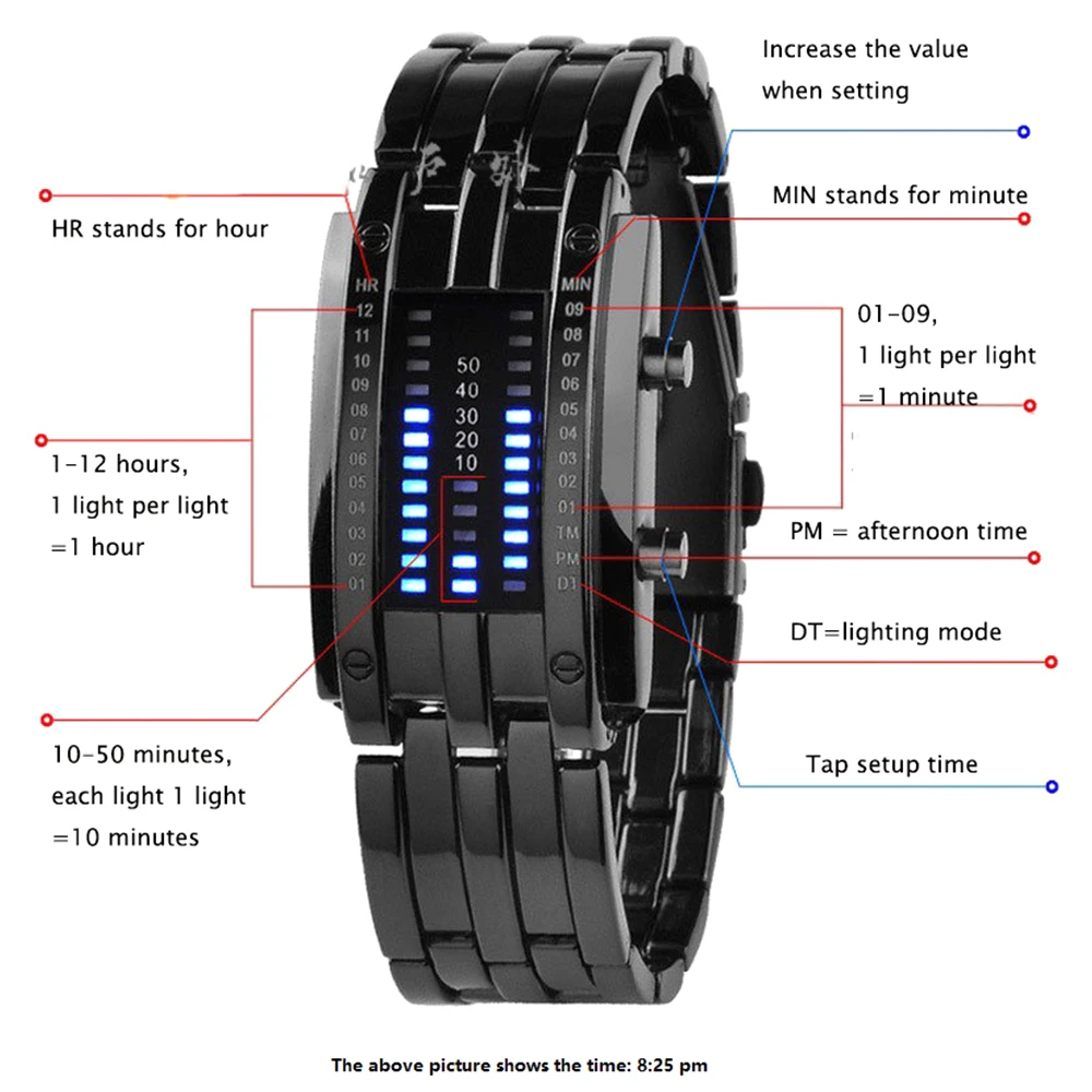 Reloj deportivo de moda, marca de lujo popular, reloj binario creativo para hombres y mujeres, reloj led de acero inoxidable para parejas - imagen 4