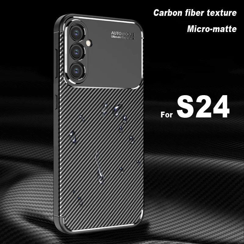 Para Samsung Galaxy S24 funda de silicona de lujo Fundas Protector de goma de fibra de carbono funda de teléfono Samsung S24 Plus funda Galaxy S24