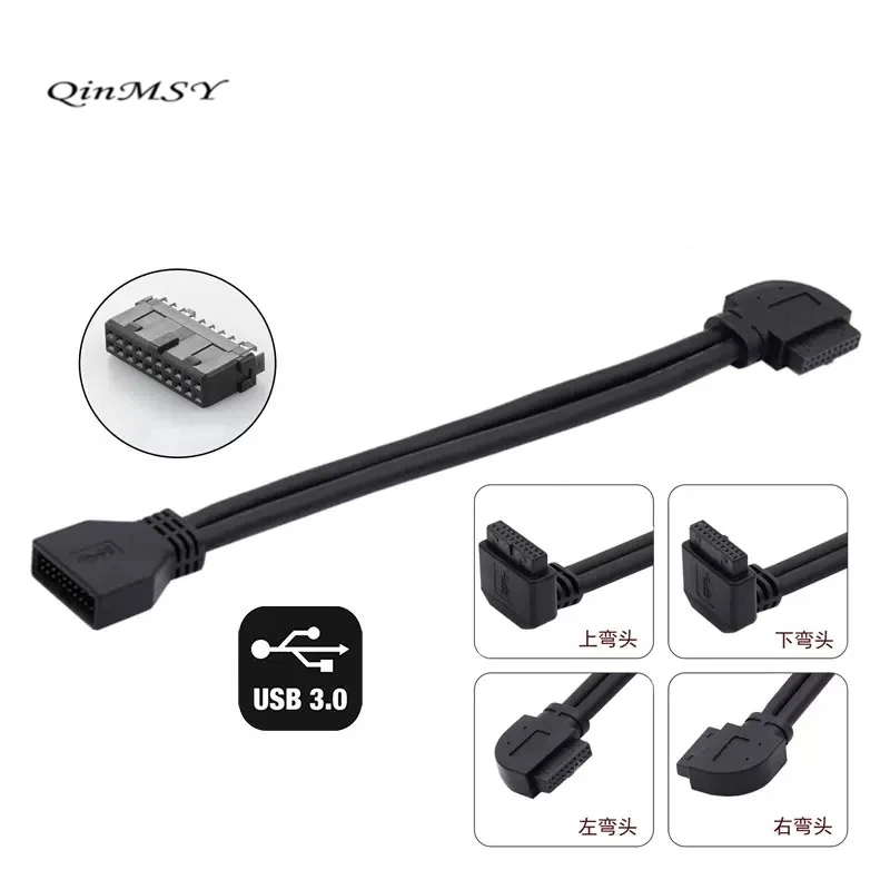 90 grados arriba abajo izquierda ángulo recto codo USB3.0 20 pines hembra a USB 3,0 20 pines macho extensión placa base Cable 20CM - imagen 4