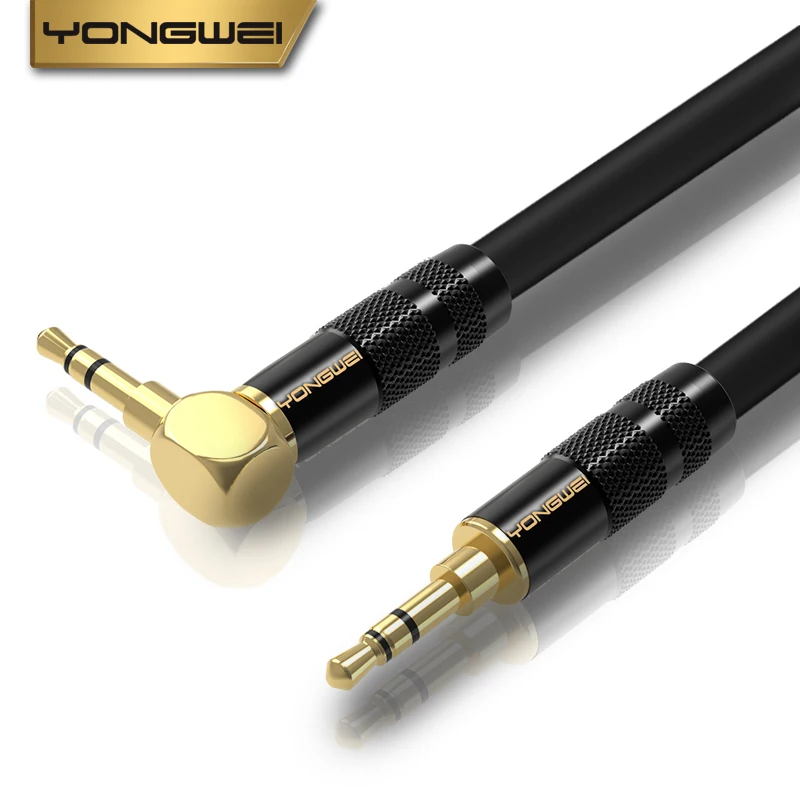 YONGWEI-cable de audio recto a curvo de 3,5mm, AUX, macho a macho, teléfono móvil, ordenador, altavoz, auriculares, cable de extensión de audio - imagen 4