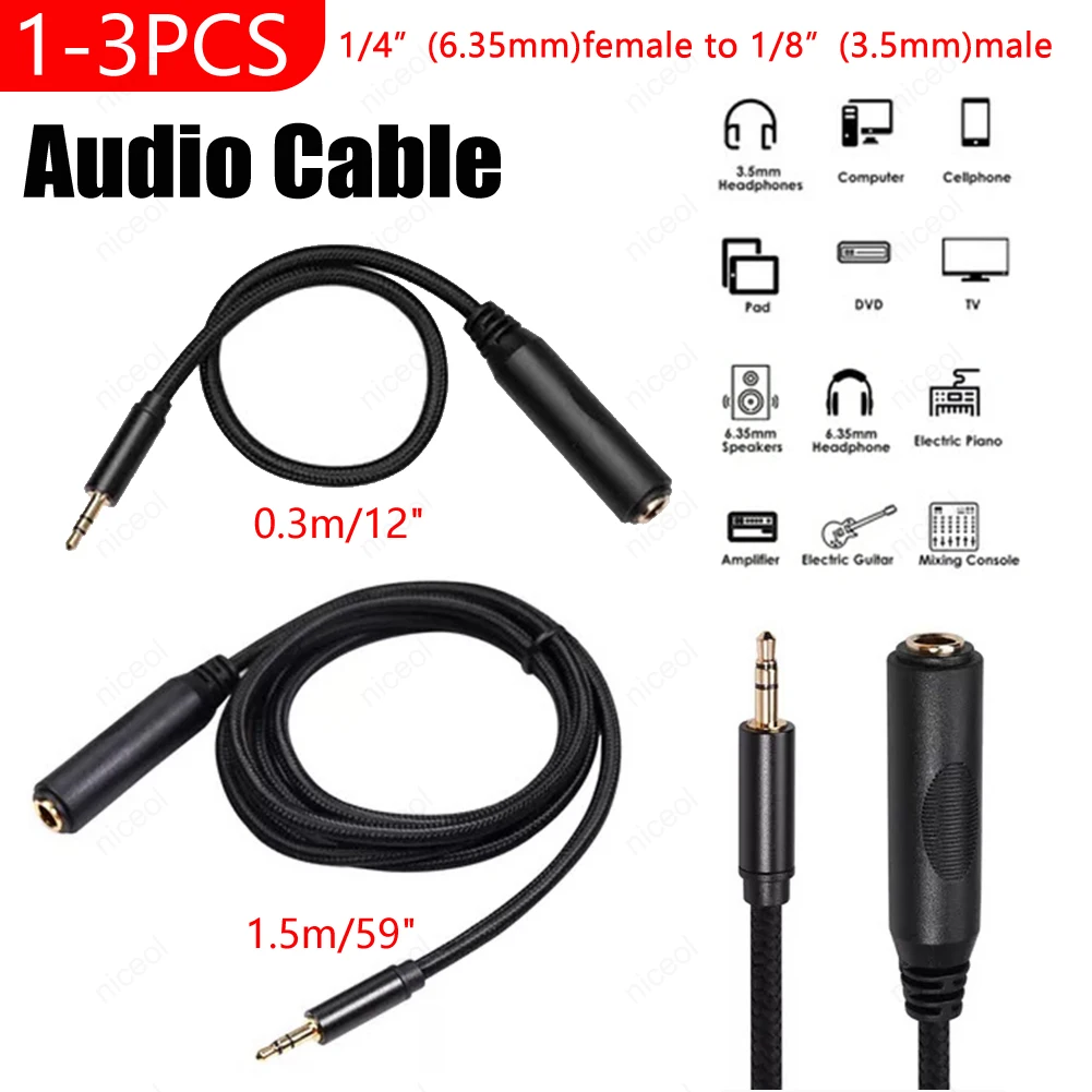 Adaptador Divisor Audio Estéreo 6.35mm Macho a 3.5mm Hembra