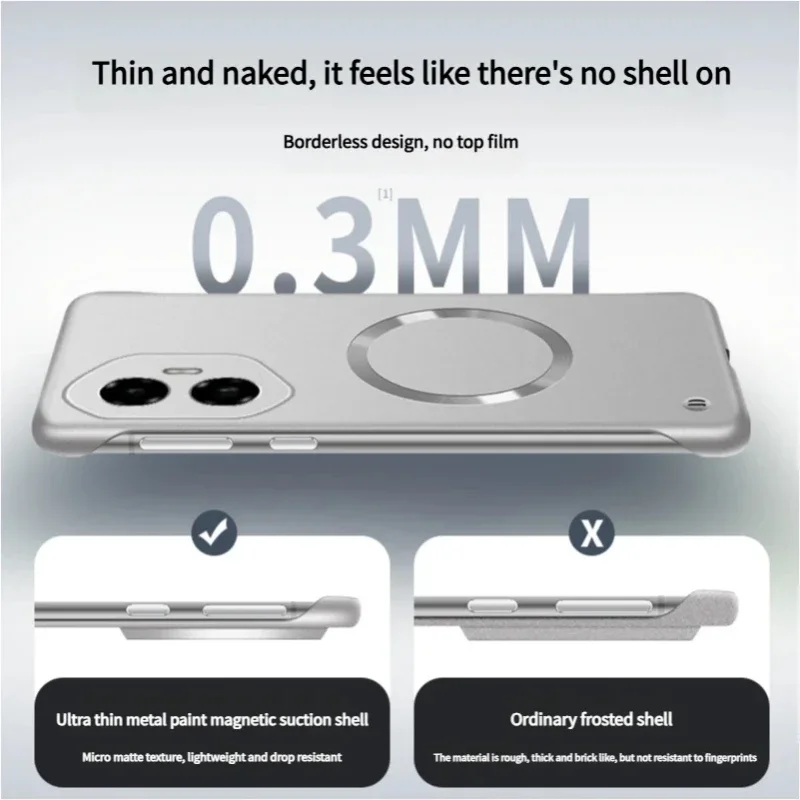 Funda de teléfono magnética ultrafina metálica sin marco para Honor 300 Ultra 200 Smar Pro Lite Magsafe mate a prueba de golpes funda protectora - imagen 5
