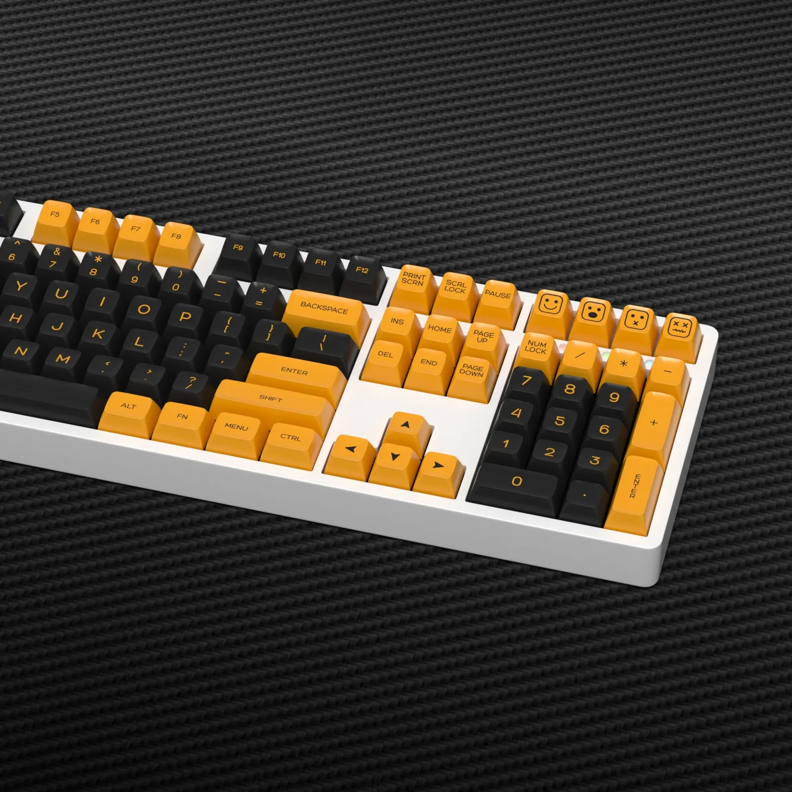 KBDiy-Juego de teclas de perfil PBT SA, color negro y amarillo, personalizado para teclado de juego mecánico, doble disparo, ISO, 142 teclas, DIY