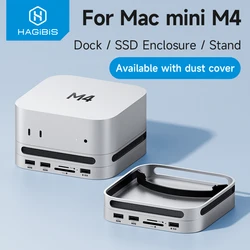 Hagibis-Hub USB C con carcasa M.2 SSD, estación de acoplamiento tipo C para Mac mini M4/M4 Pro 4K 60Hz USB 3,2 Gen2 SD/TF 4,0, soporte de base