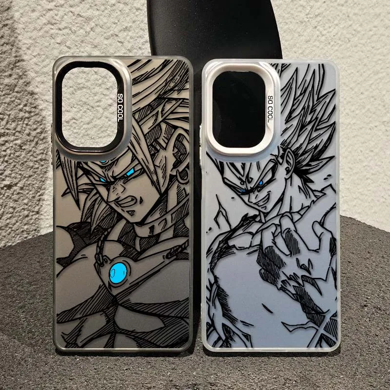 D-Dragon Ball Goku Vegeta Art Cover para Redmi Note 14 13 12 11 10 9 8 Pro Plus funda de teléfono plateada colorida