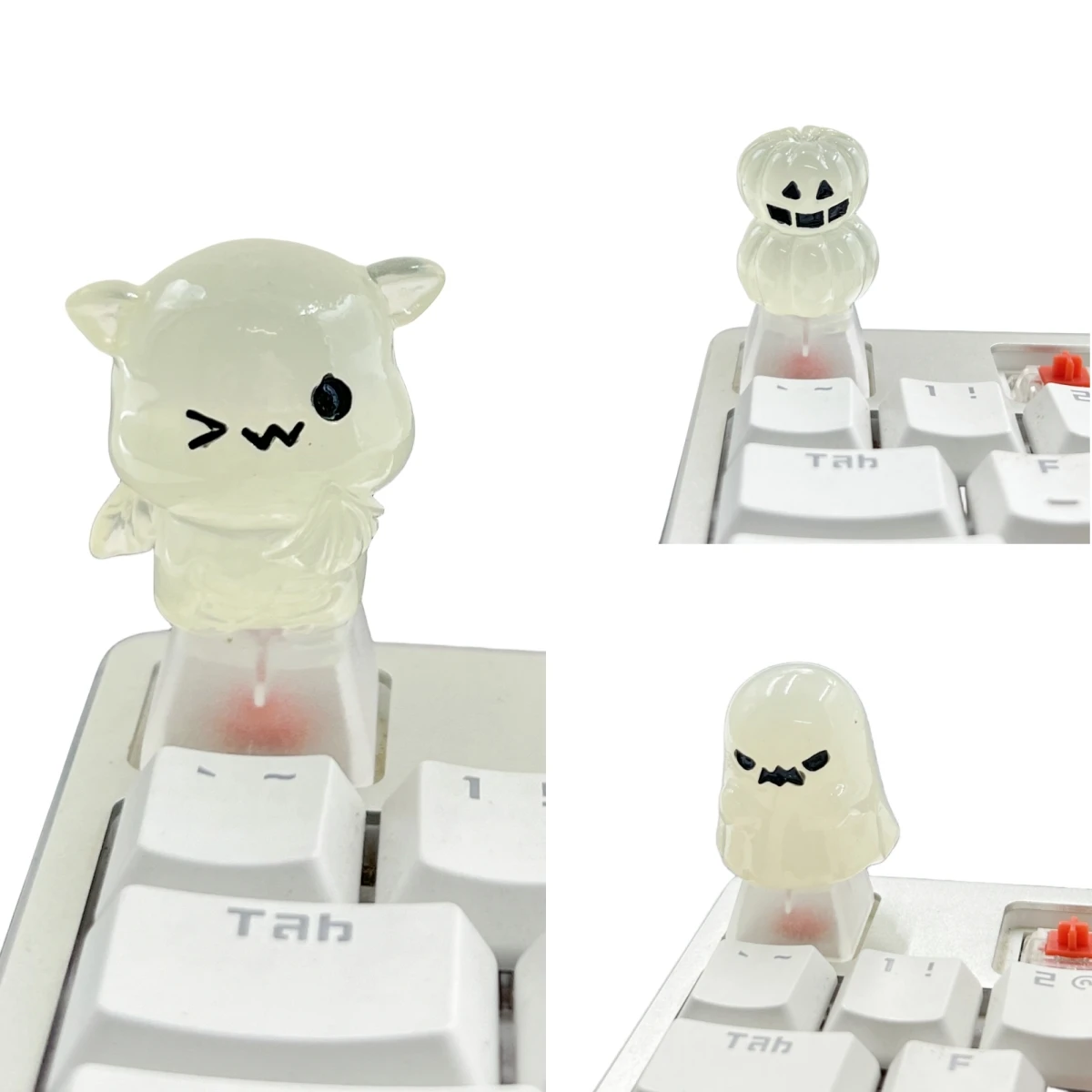 1 Uds. Accesorios de teclas de teclado mecánico de eje transversal blanco fantasma de Halloween