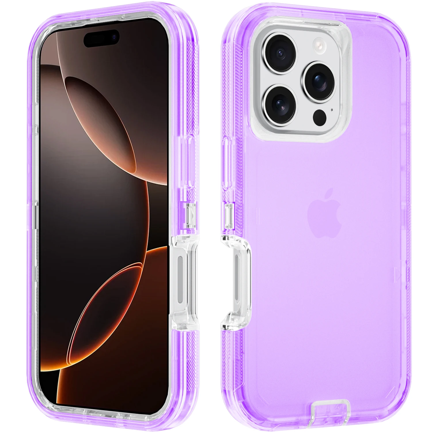 Para iphone 12 mini 13 14 15 16 Pro Max duro 3 en 1 PC + TPU contraportada armadura transparente a prueba de golpes funda de teléfono Defender - imagen 2