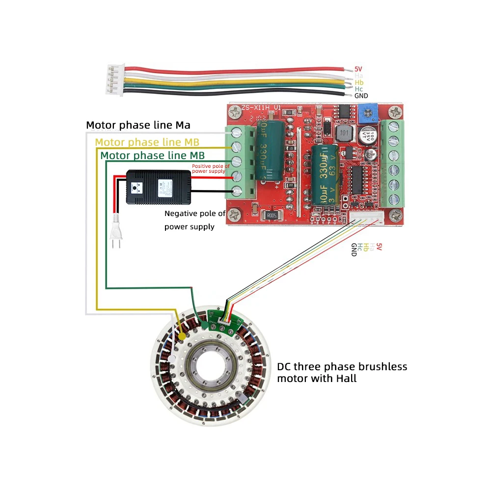Controlador de Motor sin escobillas, placa controladora de 12V, 24V, 48V, BLDC trifásico, PWM, CC 6-60V, 400W - imagen 2