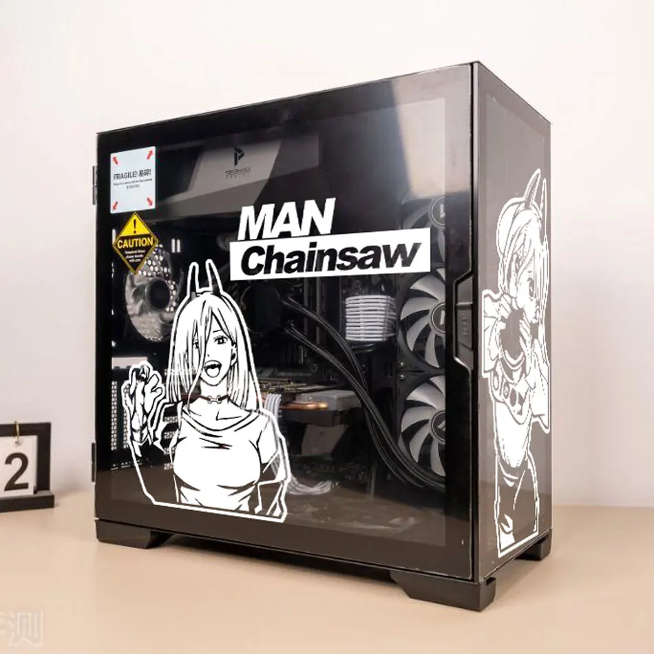 Pegatinas de vinilo de Anime Chainsaw Man para carcasa de PC, calcomanías de decoración de dibujos animados con personalidad para chasis de computadora de juegos Atx, fácil de quitar - imagen 5