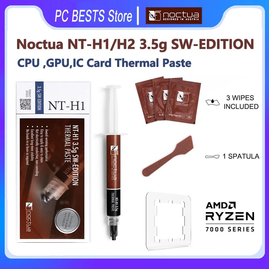 Noctua-pasta de grasa térmica NT-H1/NT-H2, 3,5g, SW-EDITION, AM5, para GPU, tarjeta IC, CPU, enfriador, compuesto de refrigeración, Grasa de silicona