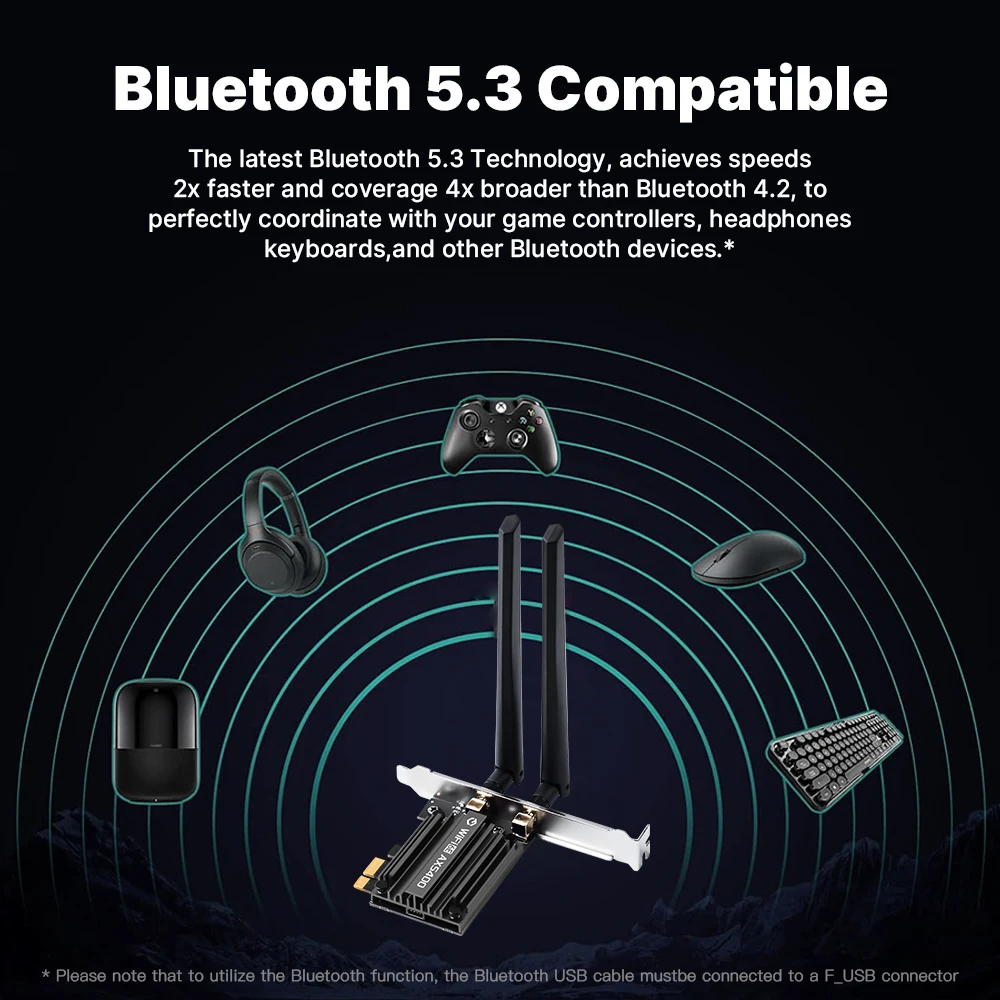 Adaptador WiFi 6E AX5400 PCIE Bluetooth 5,3 Triple banda 2,4G/5G/6GHZ 802.11AX Netwotk receptor inalámbrico MU-MIMO para Win10/11 - imagen 4