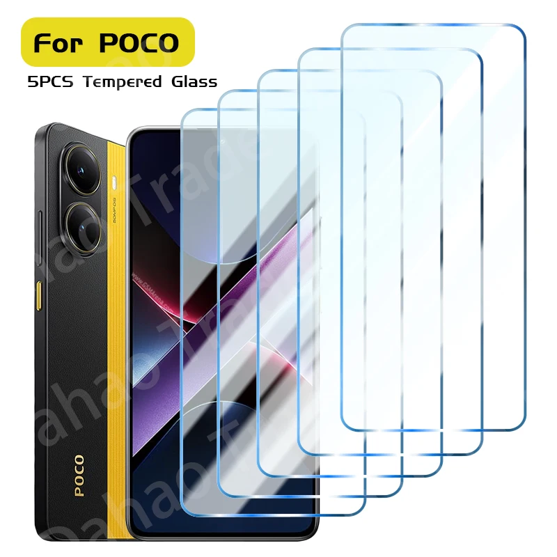 5 uds vidrio templado para POCO F7 F6 F5 F2 Pro F4 GT F3 protección de pantalla para POCO M6 M5 M4 M3 X7 X6 X5 X4 X3 Pro 5G NFC C3 - imagen 2