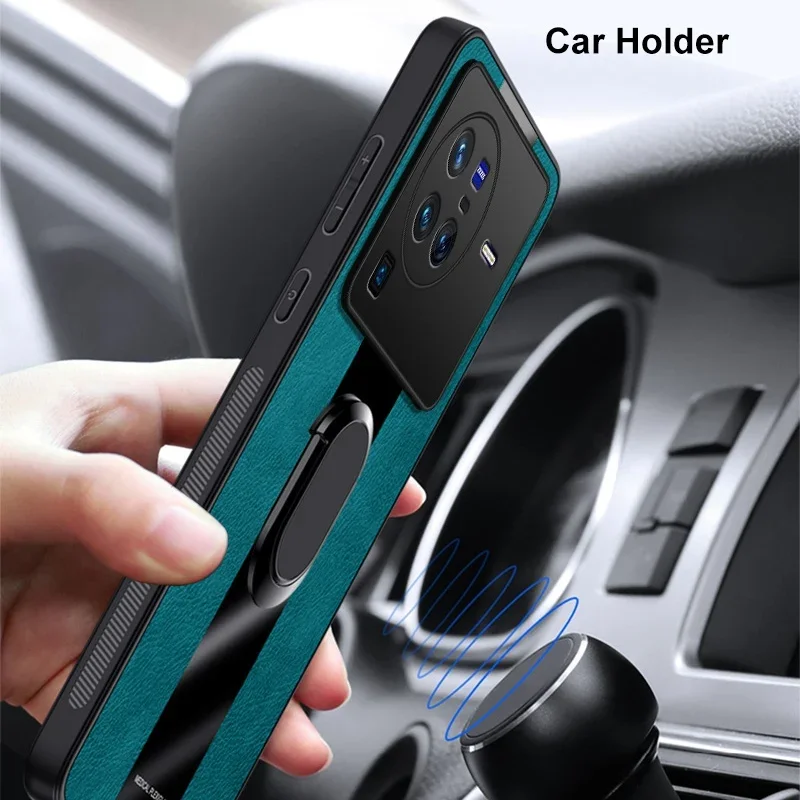 Funda de cuero PU con soporte de anillo para Vivo X80 Pro X Note 5G, funda protectora de silicona magnética de lujo para teléfono Vivo X Note X80 - imagen 4