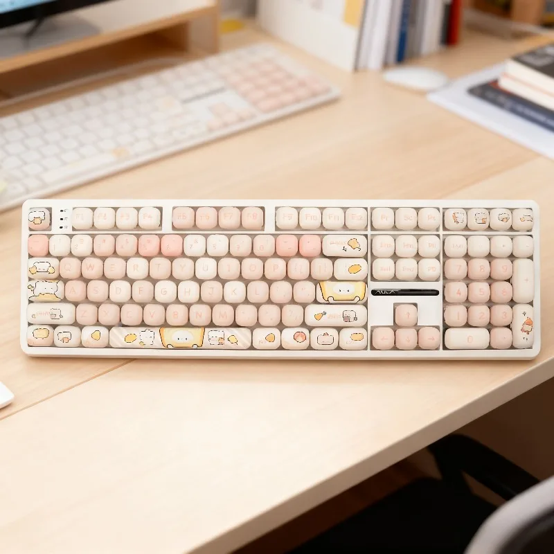 Teclas de oso de pan, Material PBT, redondas y lisas, sublimación de dibujos animados, decoración de teclado HI8 K99, regalos para mujeres y niñas - imagen 4