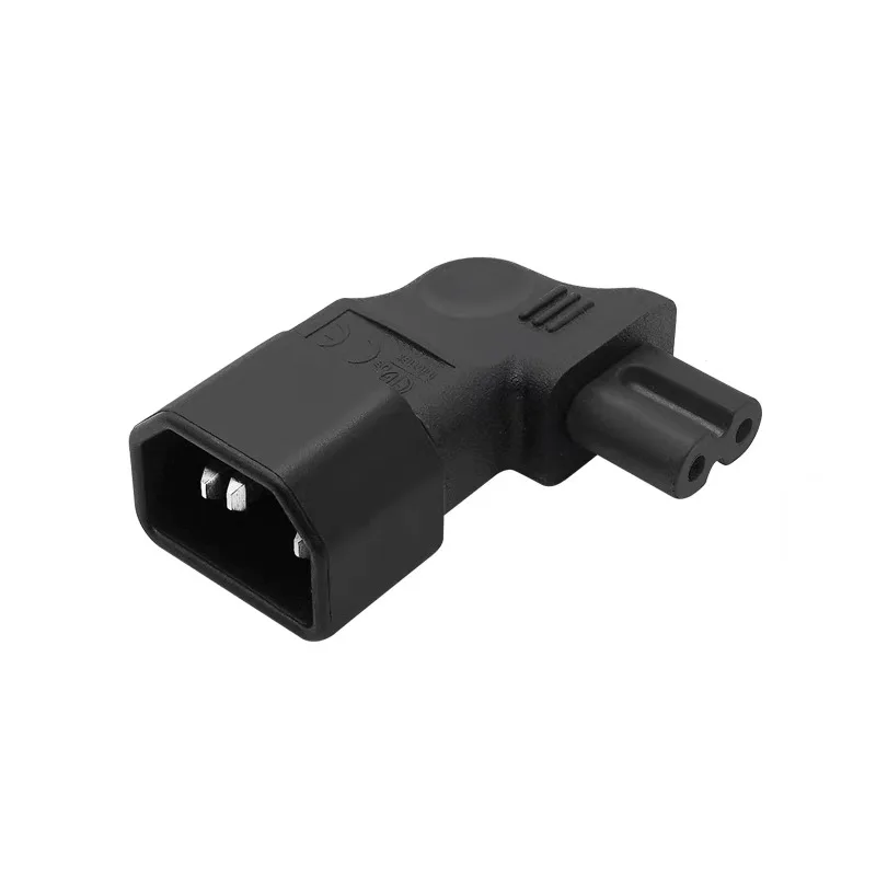 Conector IEC320 C14 a C7, adaptador de extensión macho a hembra de corriente en ángulo izquierdo y derecho de 90 grados para cargador de portátil - imagen 4