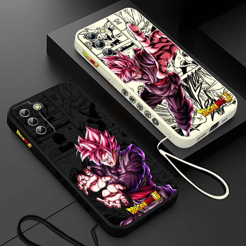 D-Dragon Ball Son Goku Manga funda para Samsung Galaxy S25 S24 S23 S22 S21 S10 FE Plus Ultra 5G funda de teléfono con cuerda izquierda líquida - imagen 2