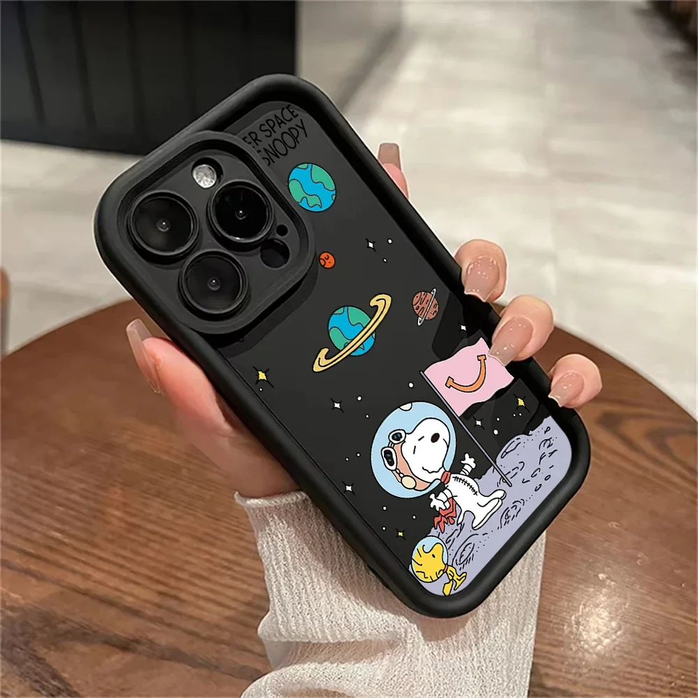 Funda bonita de dibujos animados de Snoopy Pastronaut hone para iPhone 17 16 15 14 13 12 11 Pro Max Plus XS Max SE2020, funda de silicona suave - imagen 4