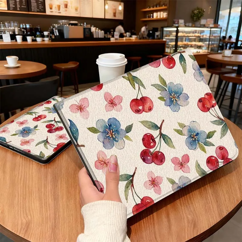 Arte flores puras rosa cereza para iPad Pro Air Mini 1 2 3 4 5 6 7 7 7 8 9 40 40 11 30 10,2 9,7 10,5 10,9 11 12,9 funda para tableta - imagen 2
