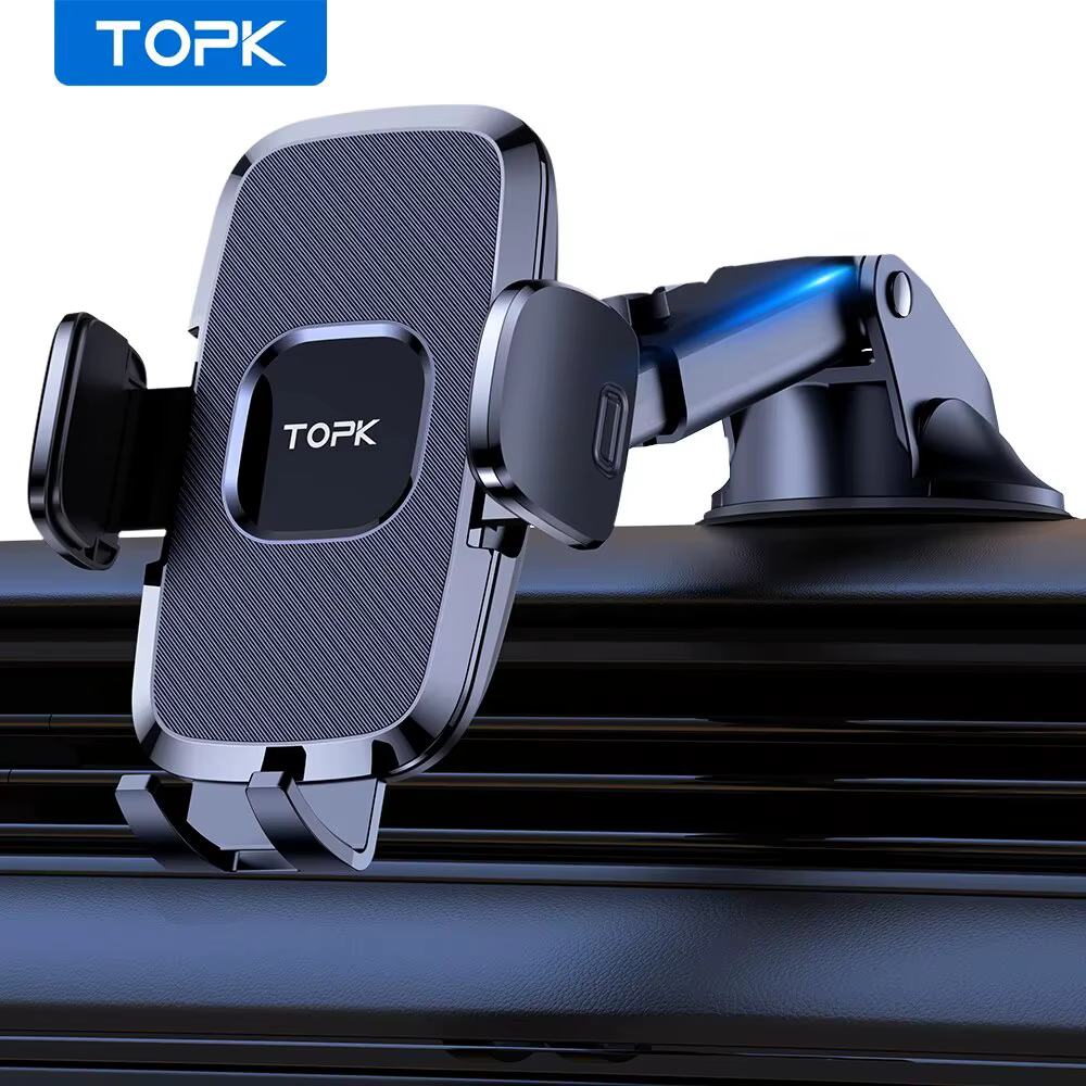 TOPK-Soporte de teléfono móvil para coche, accesorio Universal para salpicadero de parabrisas, manos libres, para iPhone y Smartphone - imagen 2
