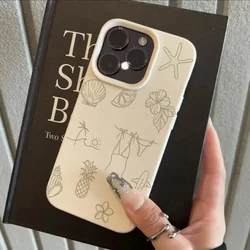 Funda TPU para iPhone con hibiscos y estampado de frutas