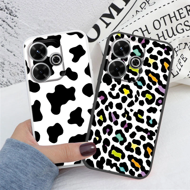 Para Redmi 13 4G funda de teléfono marrón estampado de leopardo suave silicona TPU cubierta colorida mármol Fundas para Xiaomi Redmi 13 Redmi13 Coque - imagen 3