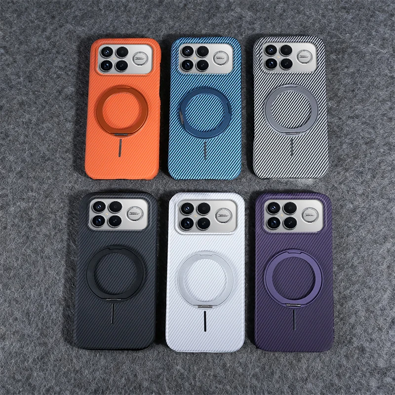 Para Xiaomi POCO F8 Ultra funda dura de PC anillo de fibra de carbono soporte cubierta trasera protectora magnética para Xiaomi POCO F8 F7 F6 Pro Shell - imagen 3