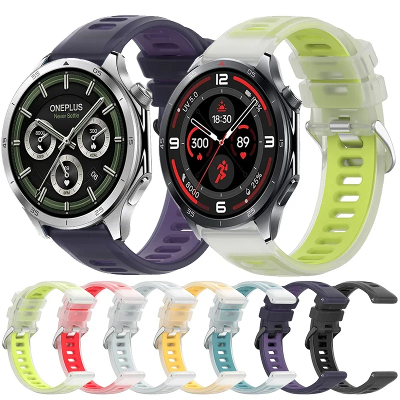 Correa de silicona de gelatina de 22mm para OnePlus Watch 3 2 2R/OnePlus, correa transparente de 46mm para OPPO Watch 4Pro X X2/Realme Watch S2 3 Pro